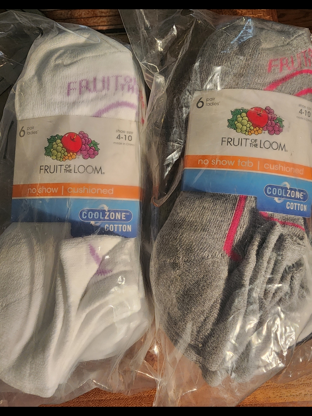 Fruit of the Loom Women's No-Show Cushioned Cool Zone Socks Two Packs Of 6 NEW